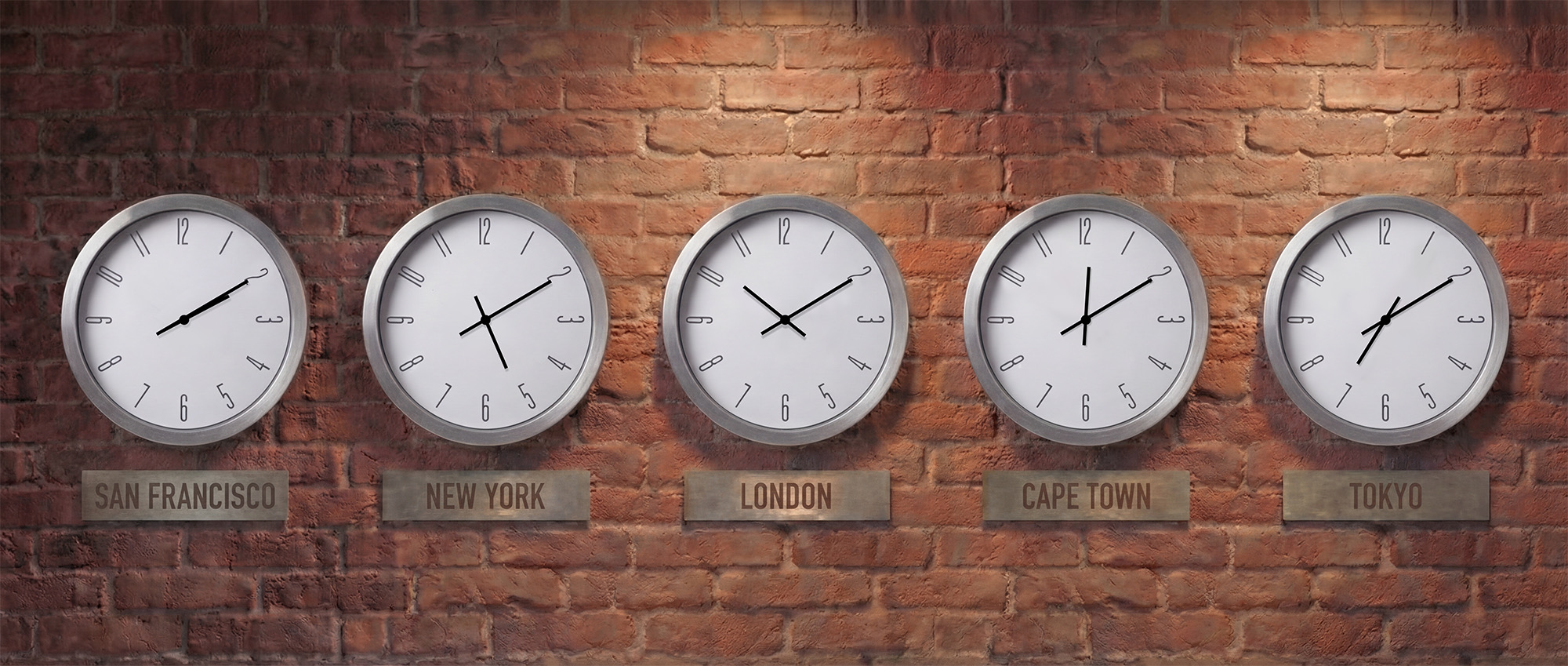 Vintage clocks on a wall